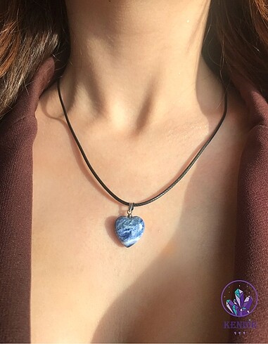 Lapis Lazuli kalp kesim kolye - görseli satın almayın ilan açtır