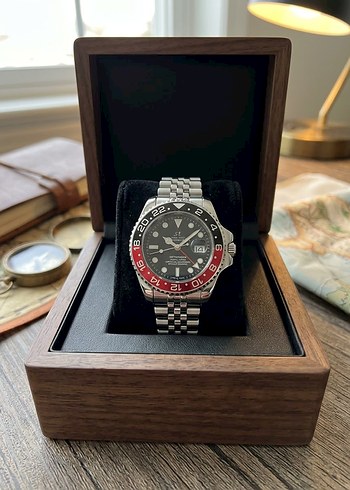 Rolex Kirmizi Siyah Bezelli Celik Saat