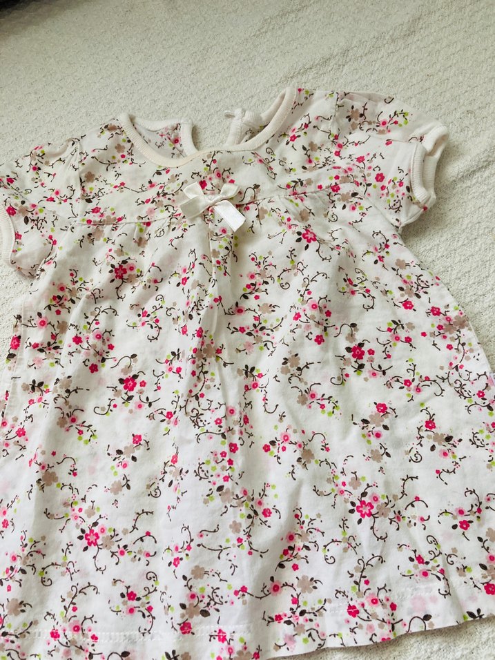Kız bebek Çiçekli Kısa Kollu Pamuklu Elbise - Görsel 2