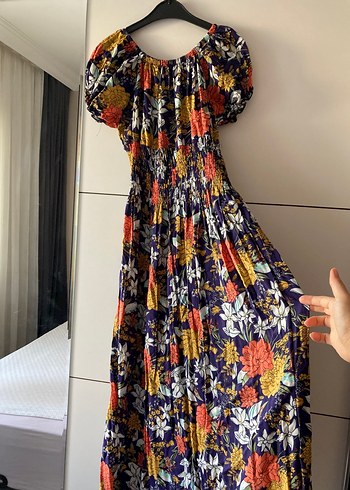 Çiçek Desenli Uzun Bohem Elbise - Görsel 3