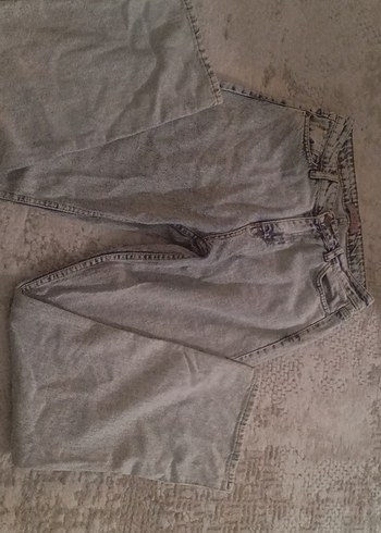Diğer Acik Gri Yikamali Rahat Denim Jean