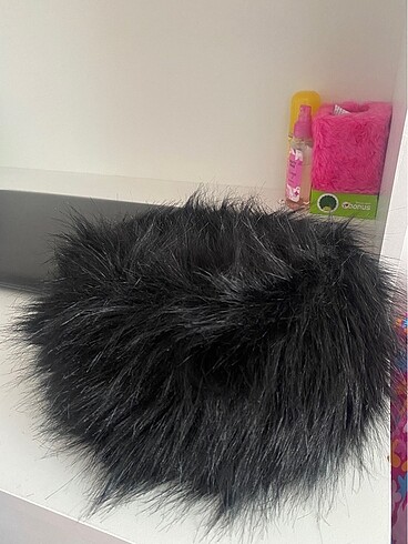 Siyah kürk peluş şapka - Görsel 2