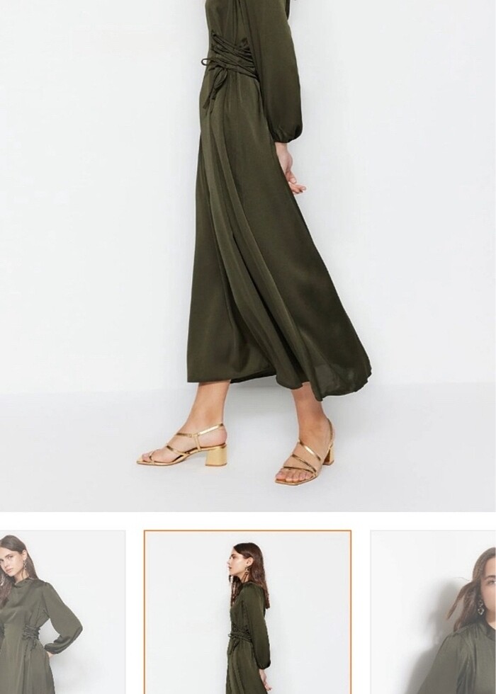 Milla haki elbise tesettür - Görsel 2