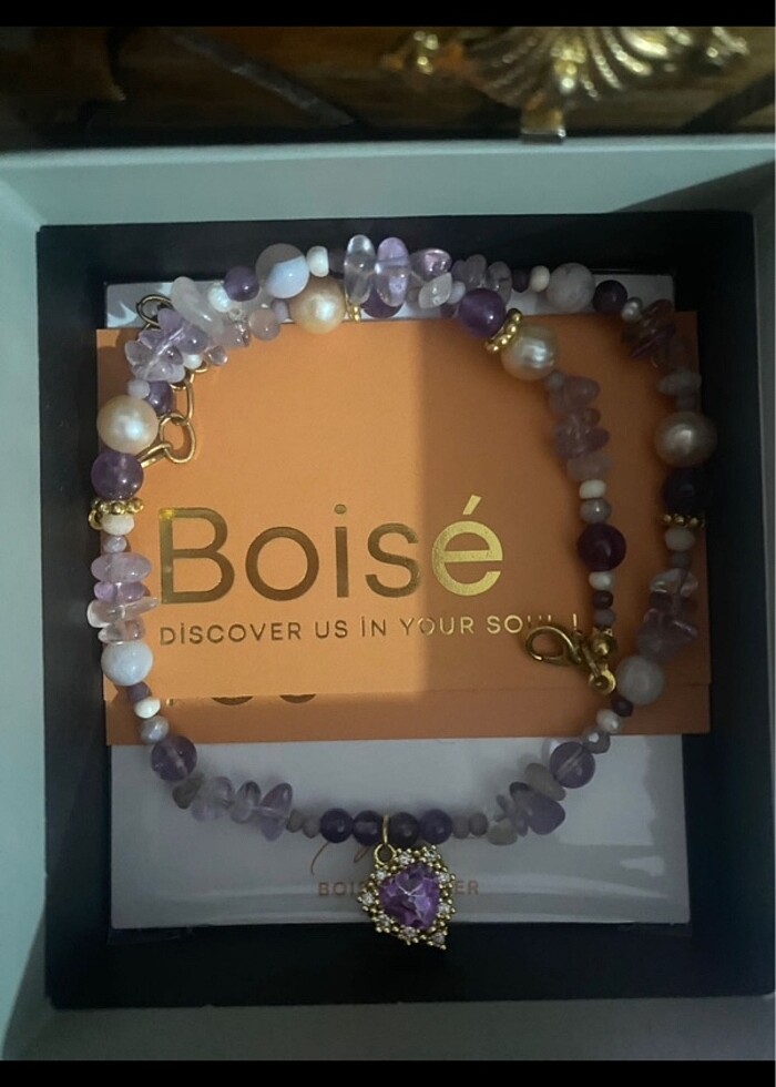 Boise ayniler doğal taş kolye - Görsel 2