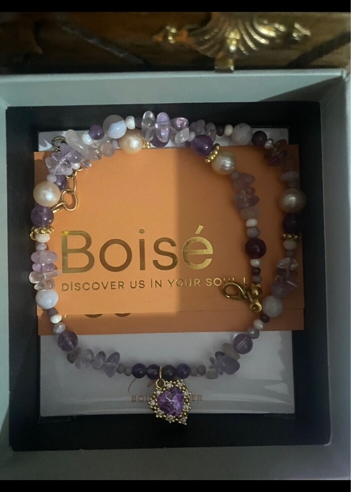 Boise ayniler doğal taş kolye - Görsel 3