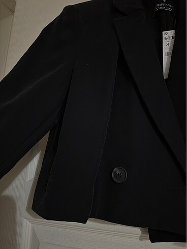 s Beden siyah Renk Str kruvaze blazer