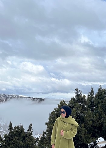 2K Haki Yesil Oversize Kapusonlu Kaban
