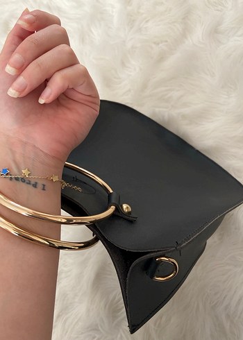  Beden siyah Renk Gold detaylı çanta