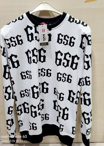 Diğer 656 Yazili Siyah Beyaz Bisiklet Yaka Sweatshirt