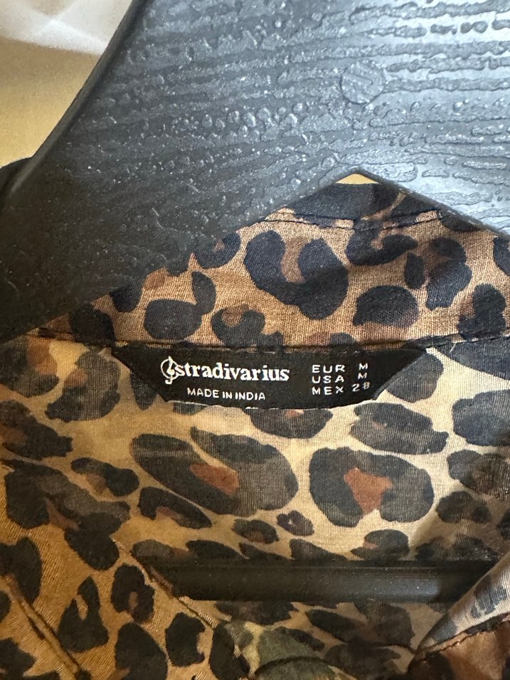 Kahverengi Leopar Desenli Düğmeli Kadın Gömlek - Görsel 2