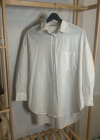 Kadın Beyaz Keten Uzun Kollu Gömlek - Görsel 2