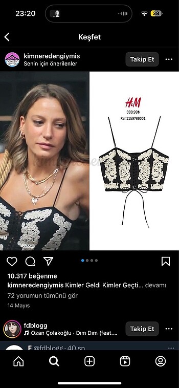 h&m nakışlı büstiyer
