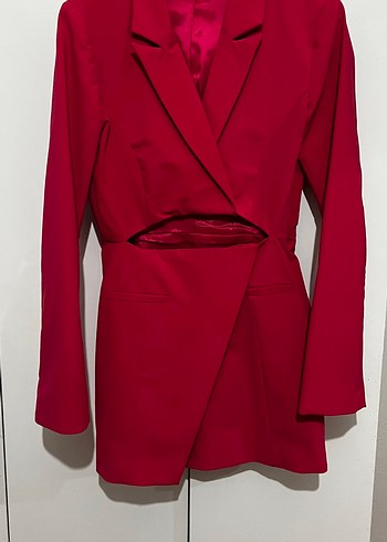 Zara Canli Fusya Asimetrik Blazer Ceket