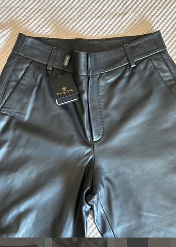 Massimo Dutti Sik Siyah Deri Pantolon