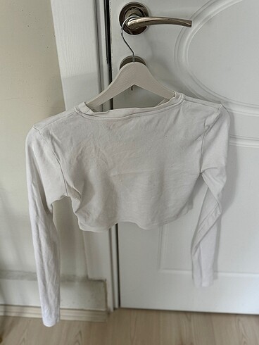 xs Beden Beyaz Basic Uzun Kollu Tshirt