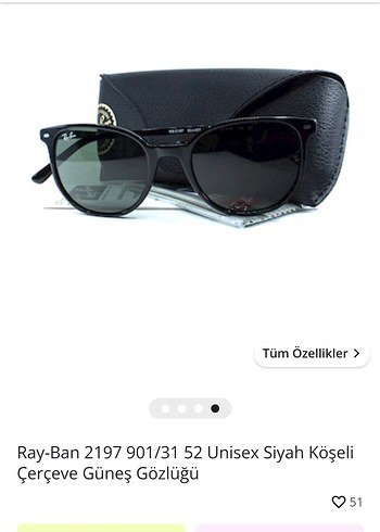 Ray Ban 2197 Siyah Koseli Gunes Gozlugu Orjinal Unisex