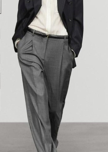 Massimo Dutti Gri Genis Paca Kumas Pantolon
