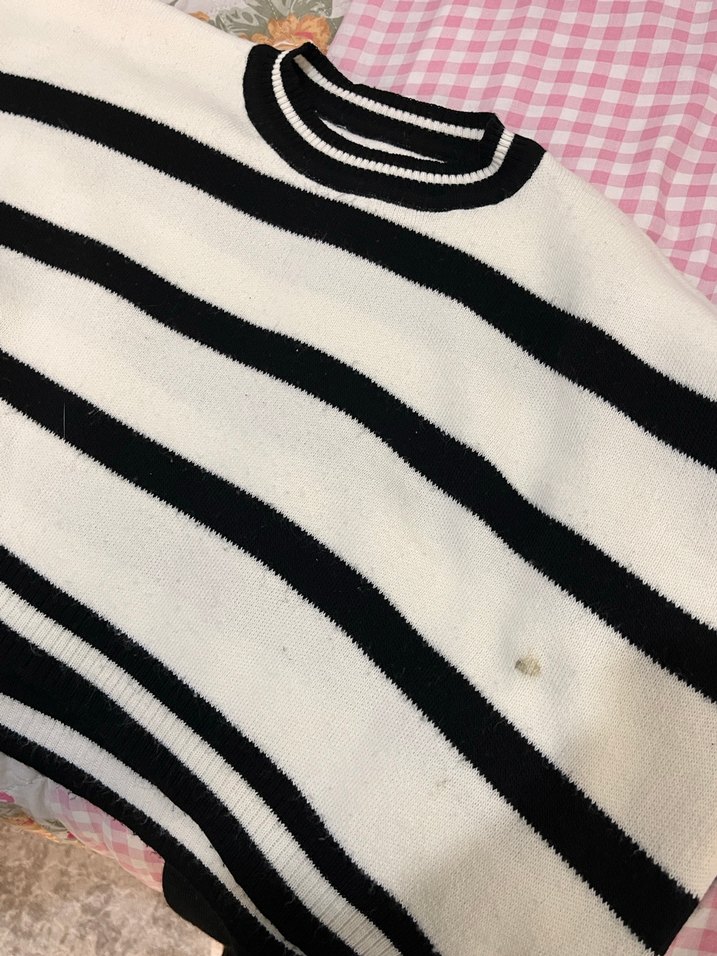 Çizgili Rahat Örgü Kazak - Görsel 3