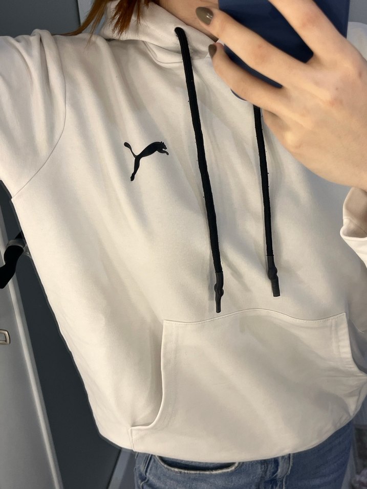 Beyaz Puma Kapüşonlu Sweatshirt - Görsel 2