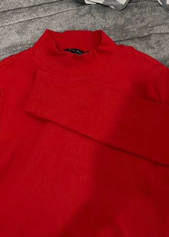 Kırmızı Yüksek Yaka Kadın Triko - Görsel 5