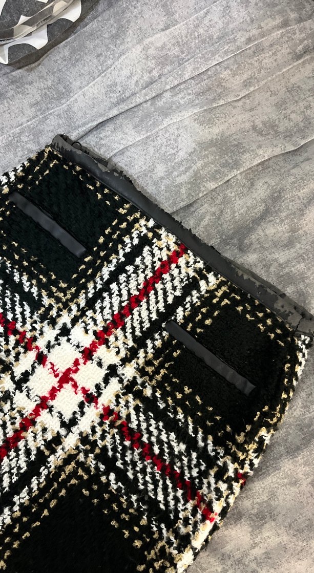 Ekoseli Örme Midi Etek - Görsel 2