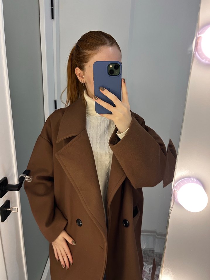 Kadın Kahverengi Midi Kaban - Görsel 2