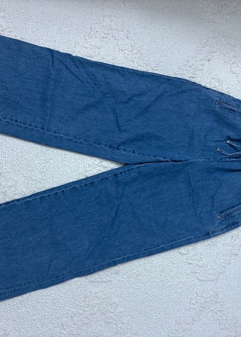 Zara Mavi Denim Rahat Kumas Pantolon
