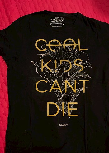 Pull and Bear Pull Bear Cool Kids Cant Die Siyah Tisort Erkek