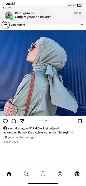 Valorscarf pamuk kraş su yeşili