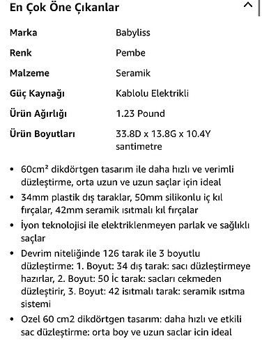 Beden Renk Babyliss 3d düzleştirici tarak