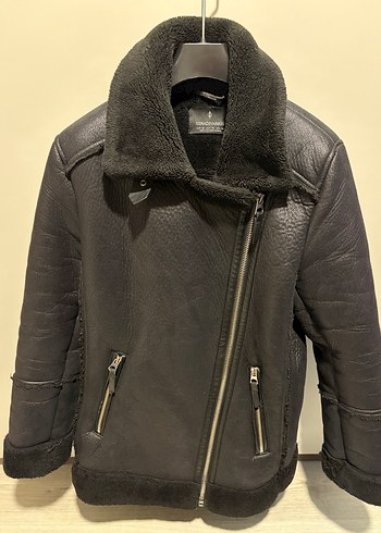 Stradivarius Siyah Deri Biker Ceket