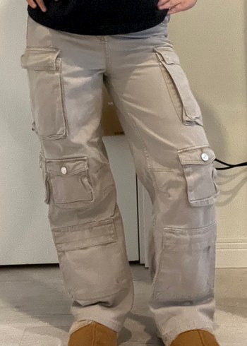 Bershka Bej Multikargo Pantolon