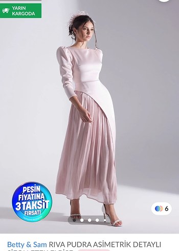 Betty & Sam Pudra Asimetrik Detaylı Uzun Elbise