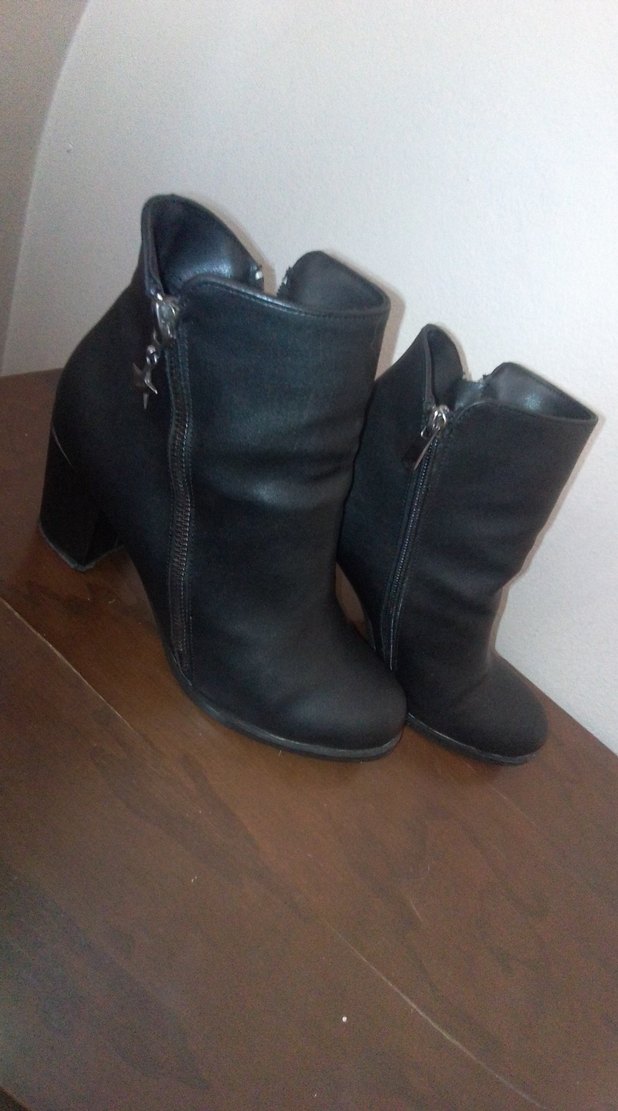 Siyah Parlak Deri Tokalı Gotik Kadın Bot topuk 6 cm - Görsel 4