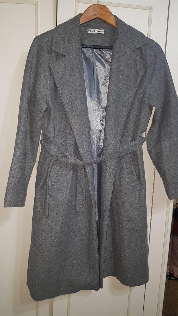 Kemerli Gri Uzun Kaban - Görsel 3