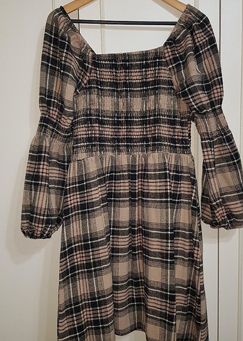 Ekoseli kalın Midi Kadın Elbise - Görsel 2