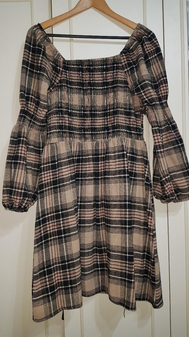 Ekoseli kalın Midi Kadın Elbise - Görsel 4