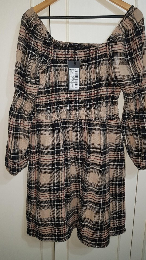 Ekoseli kalın Midi Kadın Elbise - Görsel 5