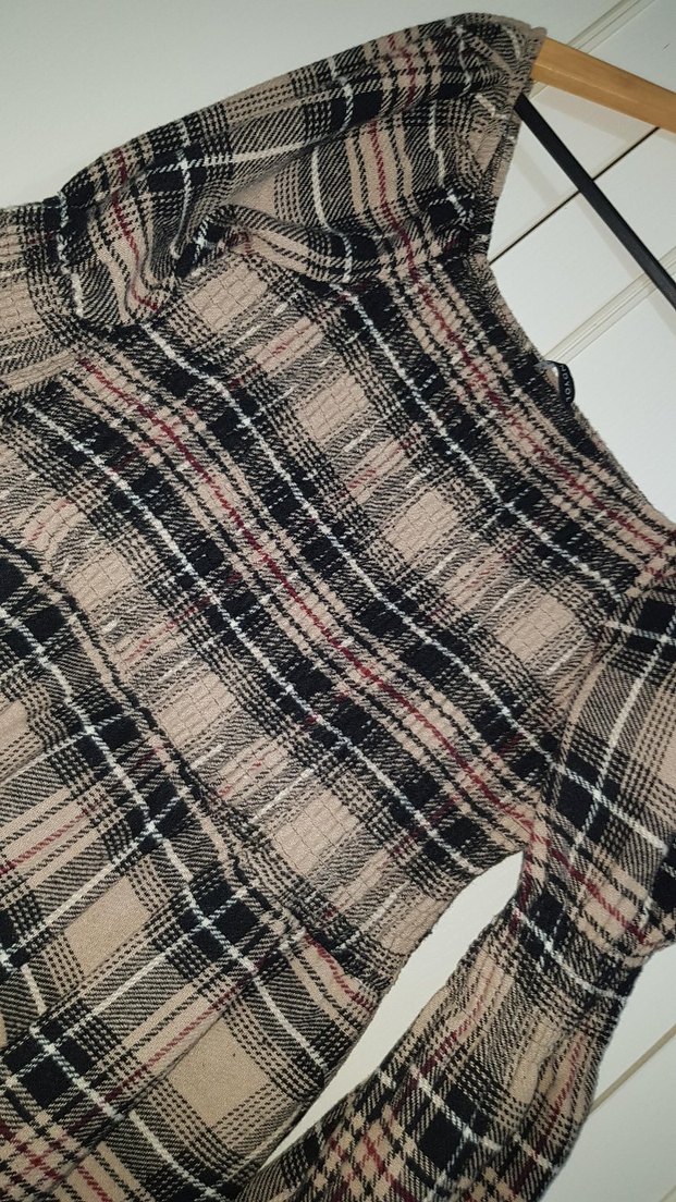 Ekoseli kalın Midi Kadın Elbise - Görsel 3