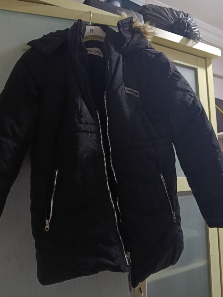 Siyah Fermuarlı kız  çocuk Kışlık Mont - Görsel 2