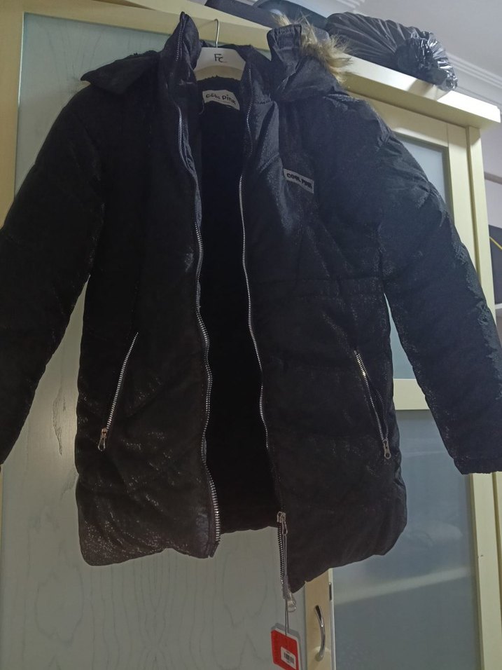 Siyah Fermuarlı kız  çocuk Kışlık Mont - Görsel 4