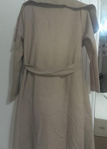 Bej Süet Uzun Kadın Kaban - Görsel 4