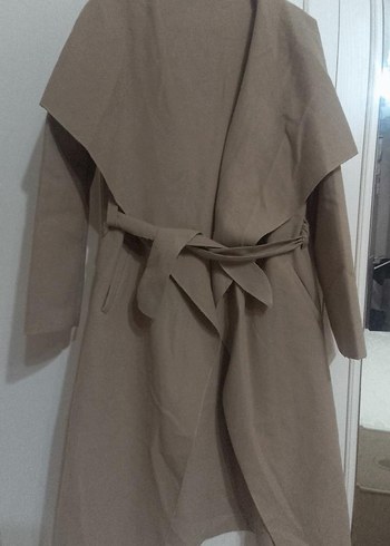 Bej Süet Uzun Kadın Kaban - Görsel 2