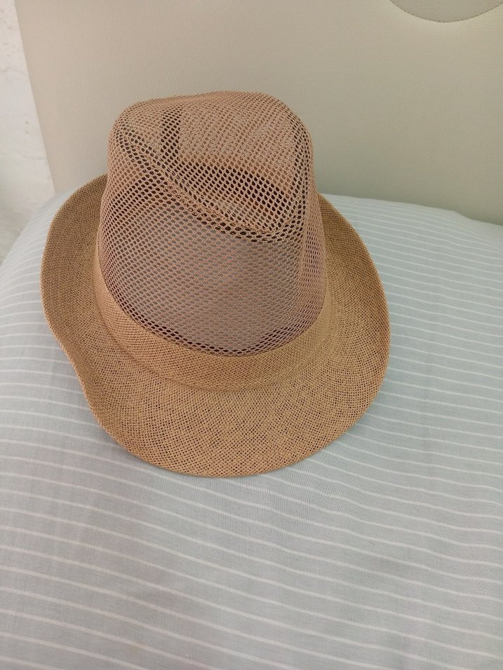 Bej Kadın Hasır Şapka, Pileli Detaylı - Görsel 3
