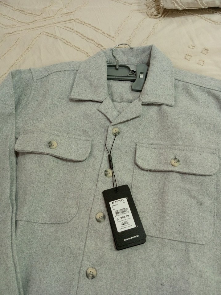 Gri Düğmeli Uzun Kollu Erkek Gömlek - Görsel 3