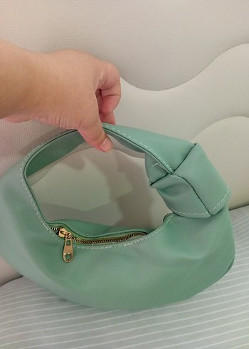 Fermuarlı Yeşil Deri Kadın Çanta - Görsel 2