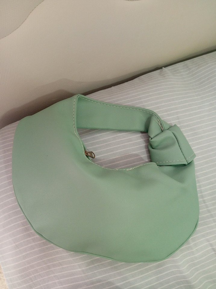 Fermuarlı Yeşil Deri Kadın Çanta - Görsel 3