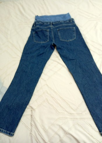 Gri Bel Bantlı Mavi Hamile Denim Pantolon - Görsel 2