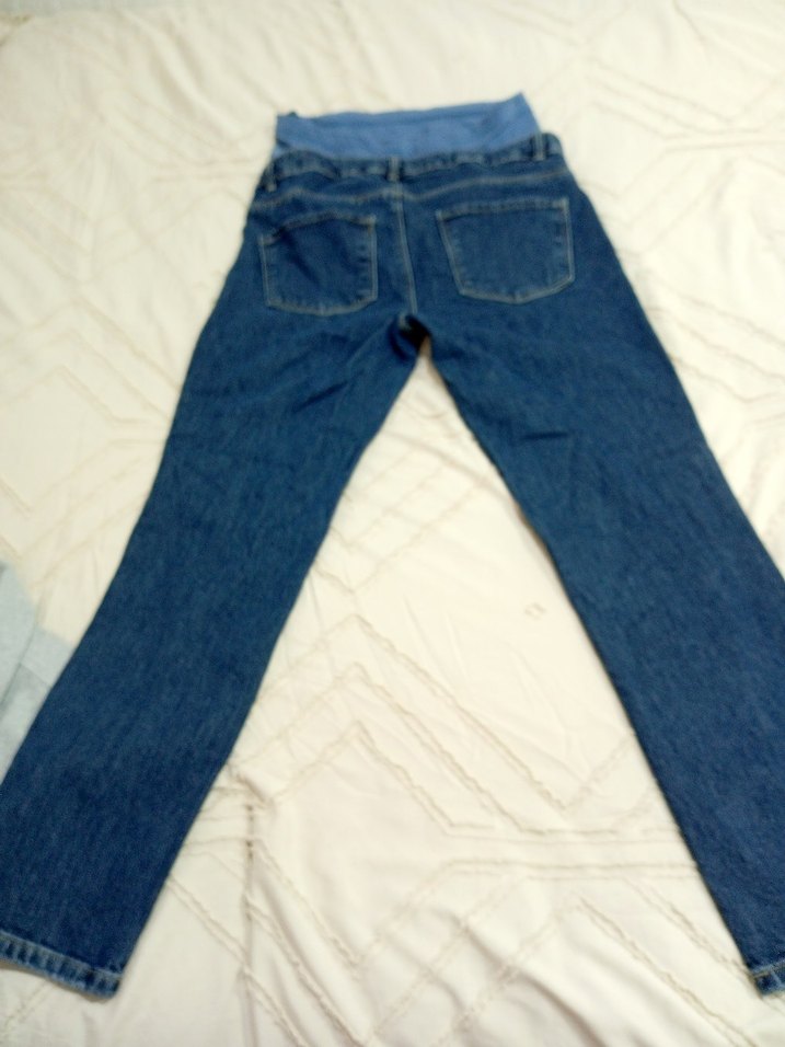 Gri Bel Bantlı Mavi Hamile Denim Pantolon - Görsel 2