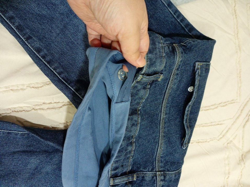 Gri Bel Bantlı Mavi Hamile Denim Pantolon - Görsel 3